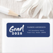 ブルーブモダンラシースクリプト卒業差出人住所 ラベル (インサイチュ)