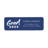 ブルーブモダンラシースクリプト卒業差出人住所 ラベル (正面)