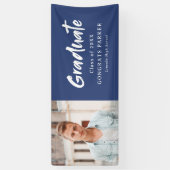 ブルーブモダンラシ写真卒業パーティー 横断幕 (縦)