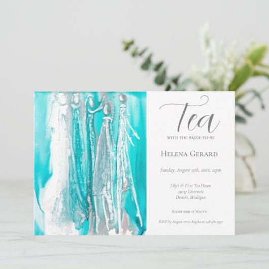 ブルーブライダルシャワーティーパーティの招待状 招待状 (スタンド正面)