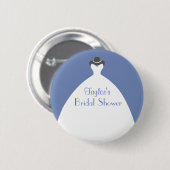 ブルーブライダルシャワーテーマ結婚ホワイトズドレス 缶バッジ (正面&裏面)