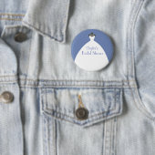 ブルーブライダルシャワーテーマ結婚ホワイトズドレス 缶バッジ (インサイチュ)