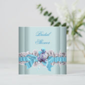 ブルーブライダルシャワーホワイトレースガーター 招待状 (スタンド正面)