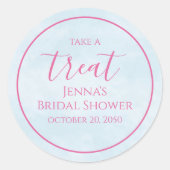 ブルーブライダルシャワーミニマリストピンク書道 ラウンドシール (正面)