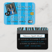 ブルーブライダルシャワーVIPクレジットカードフォト招待状 エンクロージャーカード (正面/裏面)