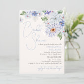 ブルーブライトカラフルフローラロマンチックブライダルシャワー 招待状 (スタンド正面)