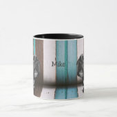 ブルーブラウンおもしろい50番犬クローズアップ マグカップ (中央)