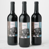 ブルーブラウンおもしろい50番犬クローズアップ ワインラベル (ボトル)