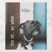 ブルーブラウンおもしろい50番犬クローズアップ ワインラベル (シングルラベル)