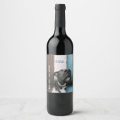 ブルーブラウンおもしろい50番犬クローズアップ ワインラベル (正面)