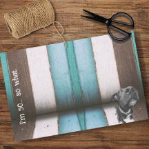 ブルーブラウンおもしろい50thドッグクローズアップティッシュペーパー