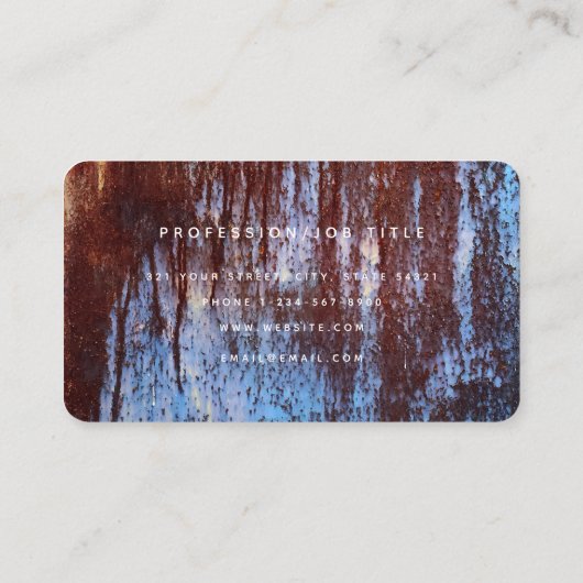 ブルーブラウンさびメタリックテクスチャモノグラムイニシャル 名刺 (裏面)