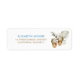 ブルーブラウンとセージの葉のベビー靴 ラベル