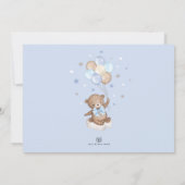 ブルーブラウンのバルーンと共に月に描かれる、かわいいテディベア サンキューカード (裏面)