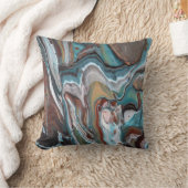 ブルーブラウンアゲートゲード抽象芸術フルードアート クッション (ブランケット)