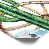 ブルーブラウンウェスタン最初のロデオ最初の誕生日のサイン ポスター (コーナー)