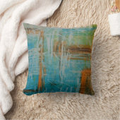 ブルーブラウンオレンジソフトカラー抽象芸術絵画ズ クッション (ブランケット)