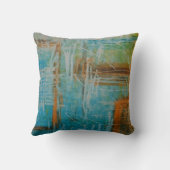 ブルーブラウンオレンジソフトカラー抽象芸術絵画ズ クッション (裏面)