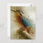ブルーブラウンキングフィッシャー抽象芸術 ポストカード (正面/裏面)