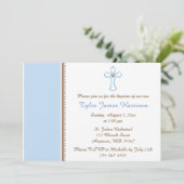 ブルーブラウンクロス男の赤ちゃんバプテスマ/《キリスト教》洗礼式や命名式 招待状 (スタンド正面)