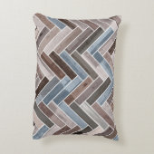 ブルーブラウングレーのヘリンボーンパターン アクセントクッション (裏面(縦))