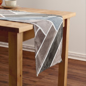 ブルーブラウングレーのヘリンボーンパターン ショートテーブルランナー (インサイチュ)