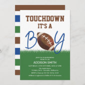 ブルーブラウンサッカーベビーシャワー招待状 招待状 (正面/裏面)