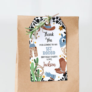 ブルーブラウンサドルアップ最初のロデオ1歳の誕生日 ギフトタグ