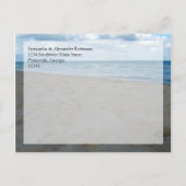 ブルーブラウンサンズビーチ結婚式日付カードの保存 案内ポストカード (裏面)