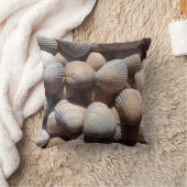 ブルーブラウンシーシェルズサマービーチ枕 クッション (ブランケット)