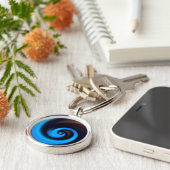 ブルーブラウンスパイラルキュートカッコいい抽象芸術アート キーホルダー (側面)