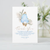 ブルーブラウンセージ赤ちゃんシャワー少しお礼 サンキューカード (スタンド正面)