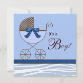 ブルーブラウンゼブラ男の赤ちゃんシャワー招待状 招待状 (正面)