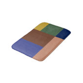 ブルーブラウンタングリーンイエローカラーブロックプリント バスマット (アングル)