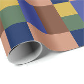 ブルーブラウンタングリーンイエローカラーブロックプリント ラッピングペーパー (ロールコーナー)