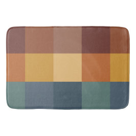 ブルーブラウンタンマスタードティール(緑がかった色)キューブ バスマット