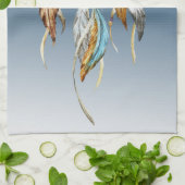 ブルーブラウンターコイズドリームキャッチャー キッチンタオル (折り畳み)