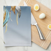 ブルーブラウンターコイズドリームキャッチャー キッチンタオル (四つ折り)