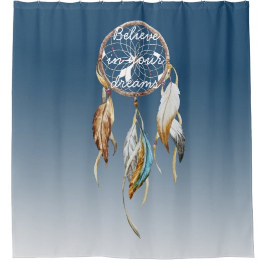 ブルーブラウンターコイズドリームキャッチャー シャワーカーテン (正面)