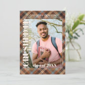 ブルーブラウンタータンチェックプライド卒業 案内状 (スタンド正面)