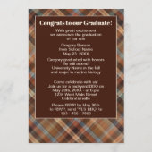 ブルーブラウンタータンチェックプライド卒業 案内状 (裏面)