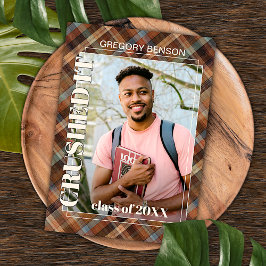 ブルーブラウンタータンチェックプレイド卒業発表 ポストカード