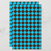 ブルーブラウンダイアモンド市松模様にパターン 便箋 (正面/裏面)