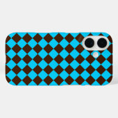 ブルーブラウンダイアモンド市松模様にパターン Case-Mate iPhoneケース (裏面 (横))