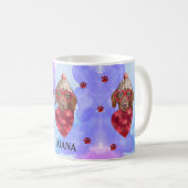 ブルーブラウンダッシュントのバレンタインデーのギフトドッグ コーヒーマグカップ (正面右)