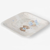 ブルーブラウンテディベアバルーンムーンスターズ男の赤ちゃん ペーパープレート (傾斜あり)