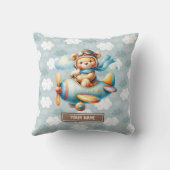 ブルーブラウンテディベアベビー用生まれたばかりの枕 クッション (裏面)