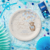 ブルーブラウンテディベアホットエアバルーン誕生日ボーイ ペーパープレート (パーティー)