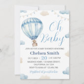 ブルーブラウンテディベアボーイベビーシャワー招待状 招待状 (正面)