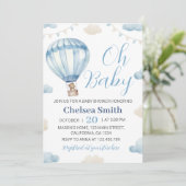 ブルーブラウンテディベアボーイベビーシャワー招待状 招待状 (スタンド正面)